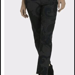 Joseph Ribkoff Black Patterned Straight Leg Pants